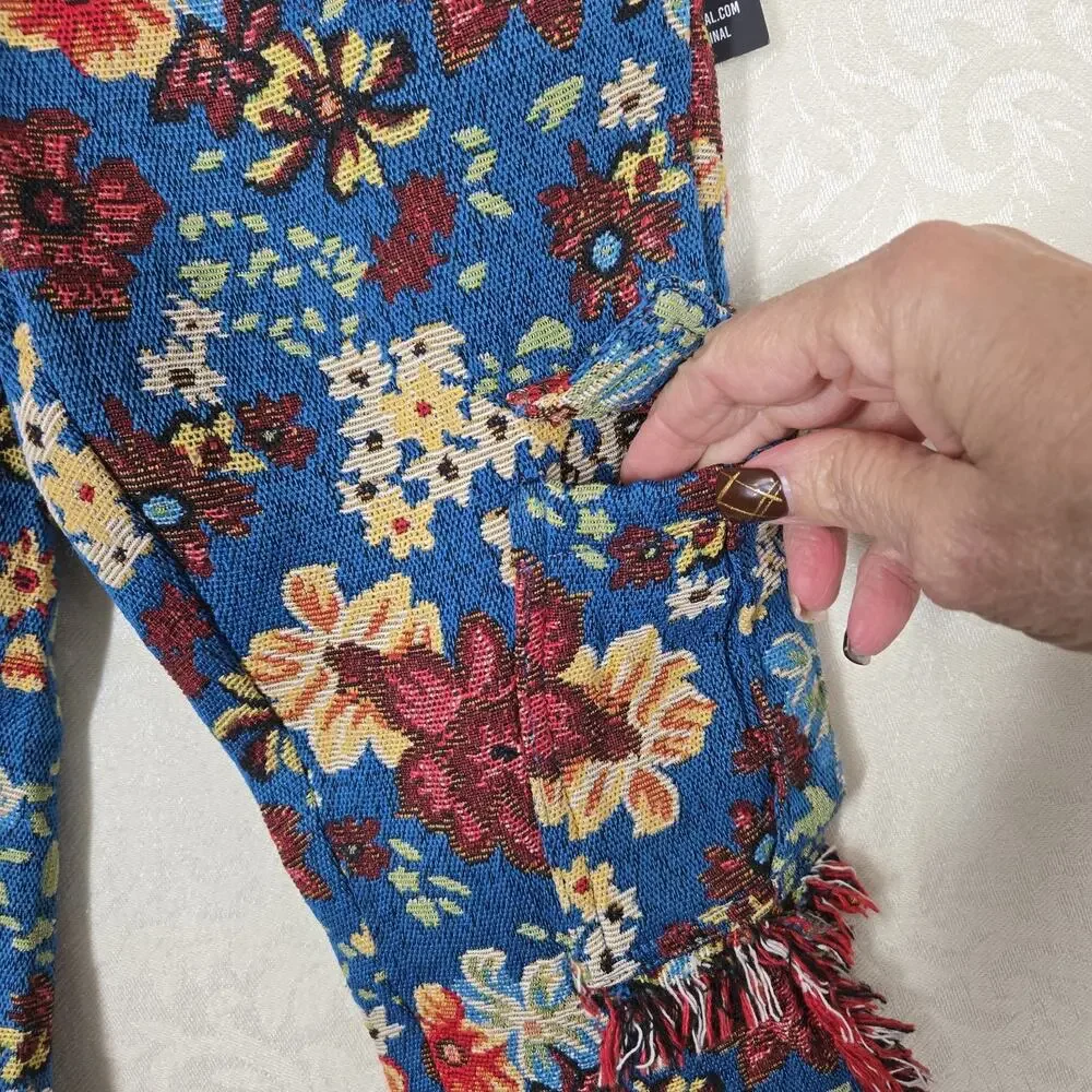 Rockstar Original Finn Slim Flare Tapestry Pants Boys sz 5T Blue Multi Floral - Picture 6 of 16